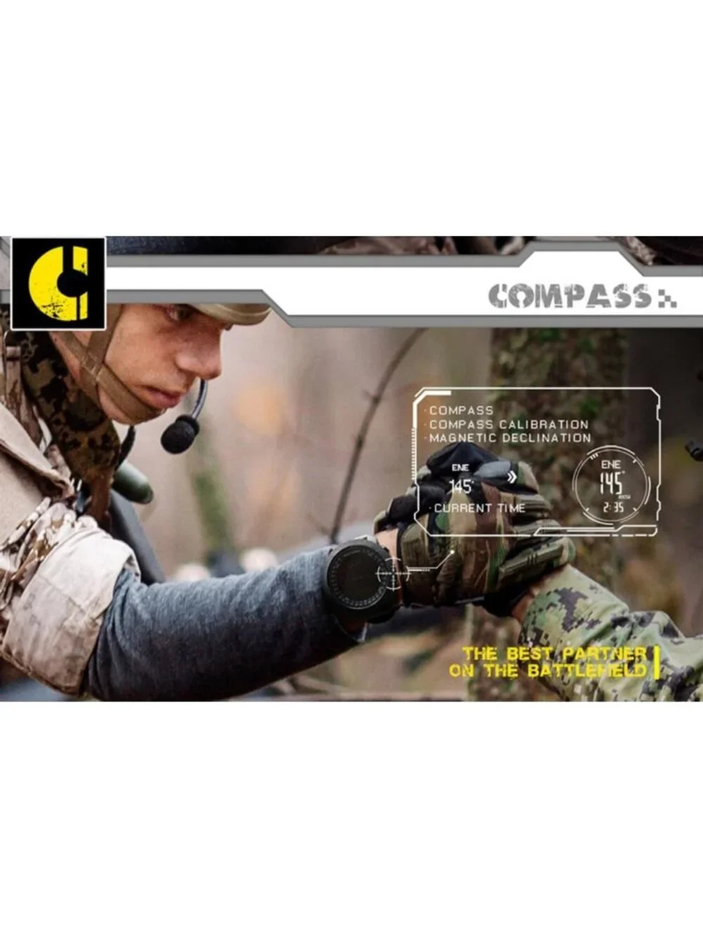 Outdoor Digital Watch for Men - Altimeter, Barometer, Compass, Pedometer, 50M